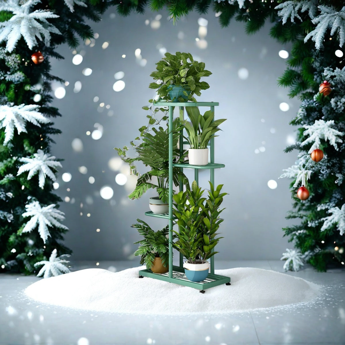 Suporte para Plantas 6 Camadas 7 Vasos Decoração de Natal Suporte para Plantas Interno e Externo Decorações de Casa de Natal, Suporte para Plantas em Camadas Expositor de Flores, Adequado para Varanda, Jardim, Sala de Estar, Varanda, Jardim, Árvore de Nat