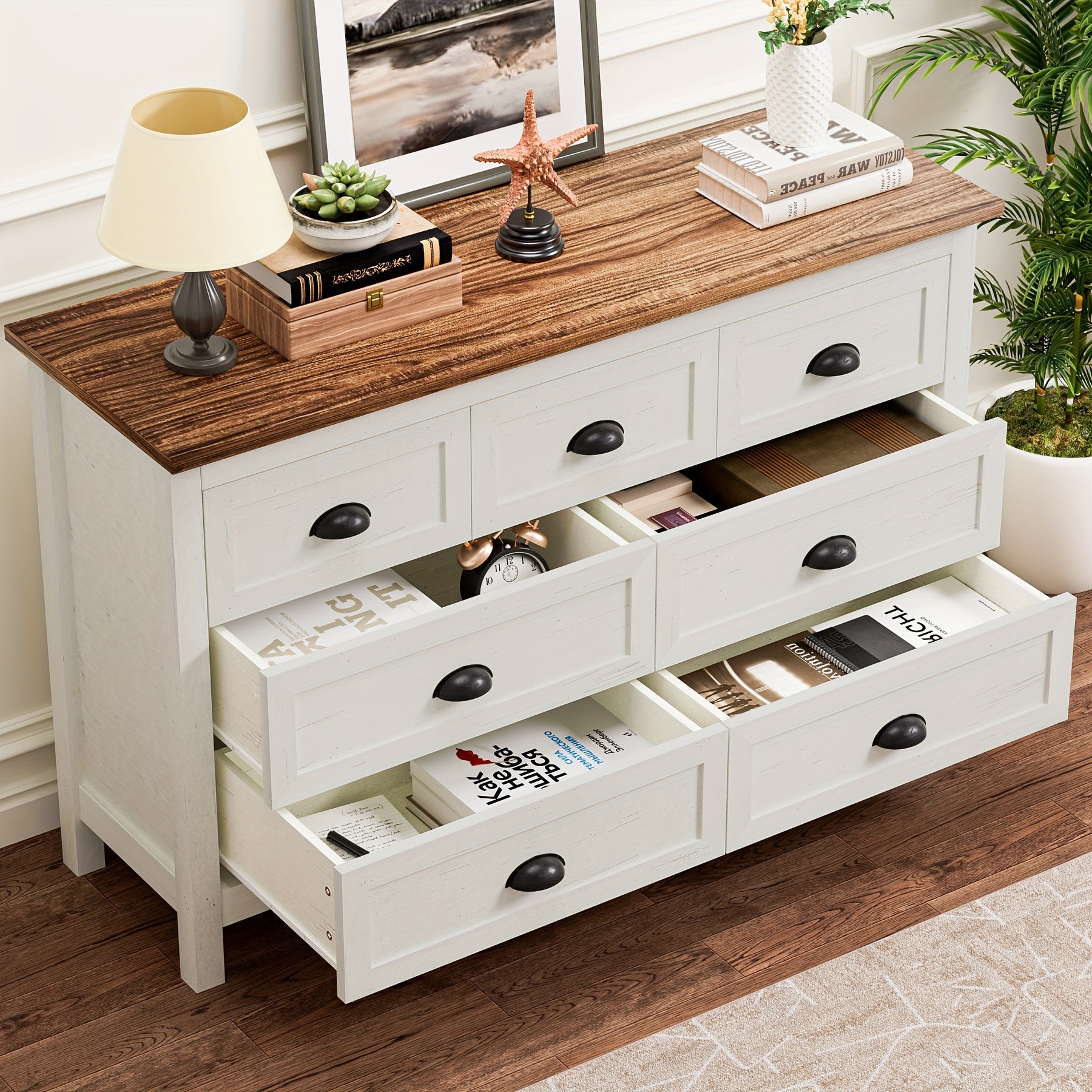 Cômoda de Fazenda para Quarto, cômoda de 7 Gavetas + 1 Ano de Garantia
