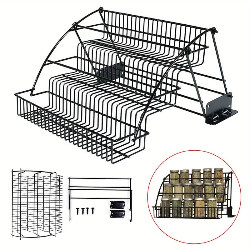 Organizador de Temperos Metálico Expansível com 3 Andares para Armários de Cozinha