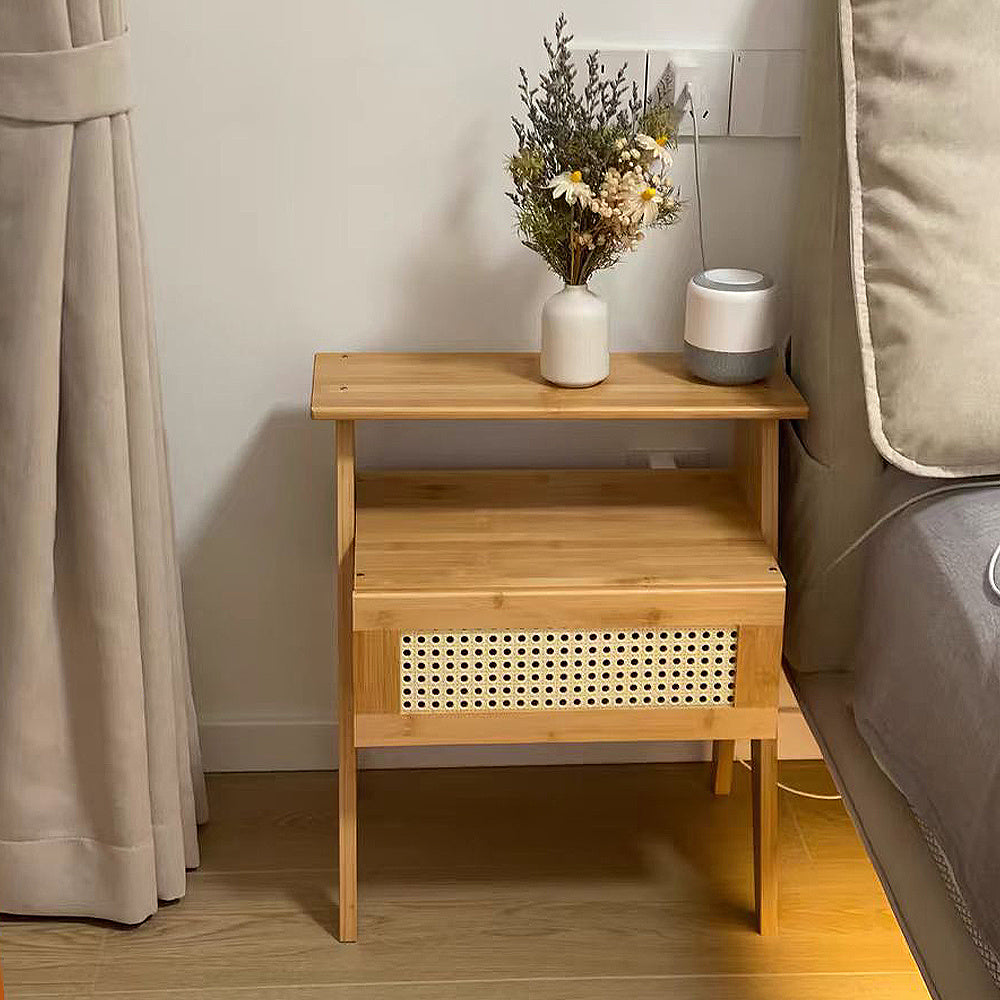 Mesa de Cabeceira Multifuncional de Bambu