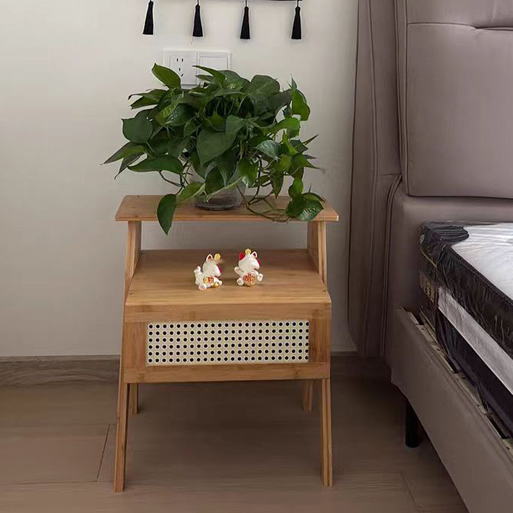 Mesa de Cabeceira Multifuncional de Bambu