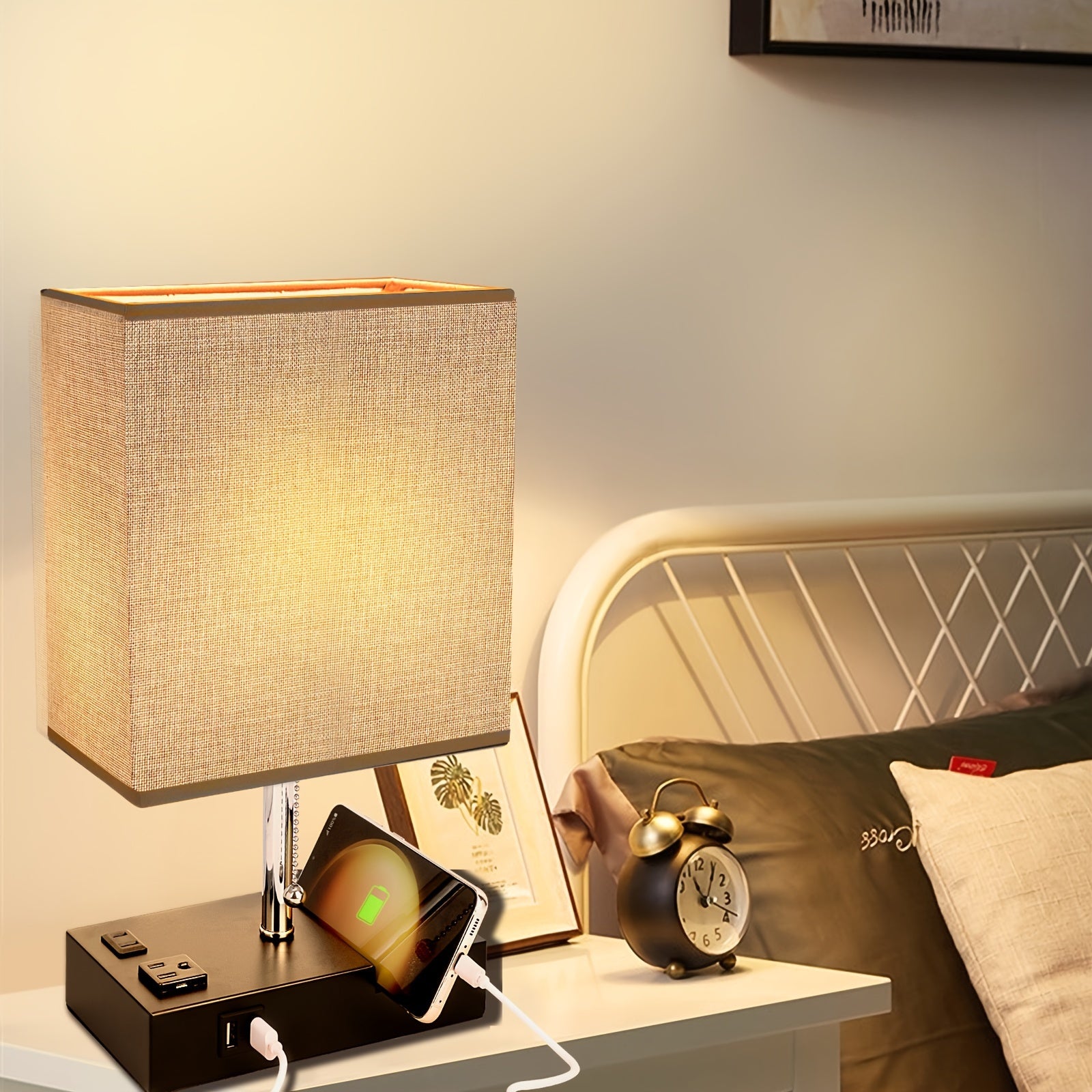 Lâmpada de Cabeceira LED Moderna de 3 Cores com USB + 1 Ano de Garantia