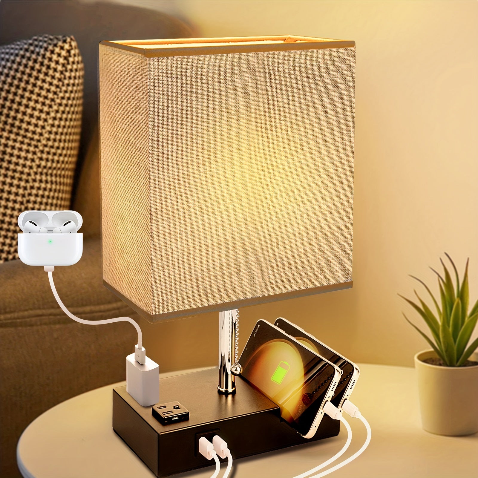 Lâmpada de Cabeceira LED Moderna de 3 Cores com USB + 1 Ano de Garantia