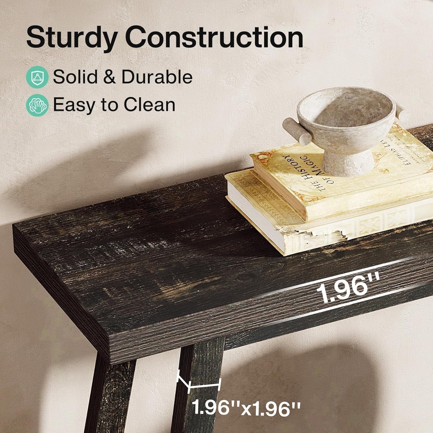 Mesa de Console Extra Longa 70.9" Estilo Fazenda - 2 Andares, Design Estreito para Entrada, Corredor, Sala de Estar - Acabamento em Madeira Dura, Economia de Espaço, Fácil Limpeza - Presente de Natal Perfeito, Marrom Escuro, Mesa de Console, Estilo Fazend