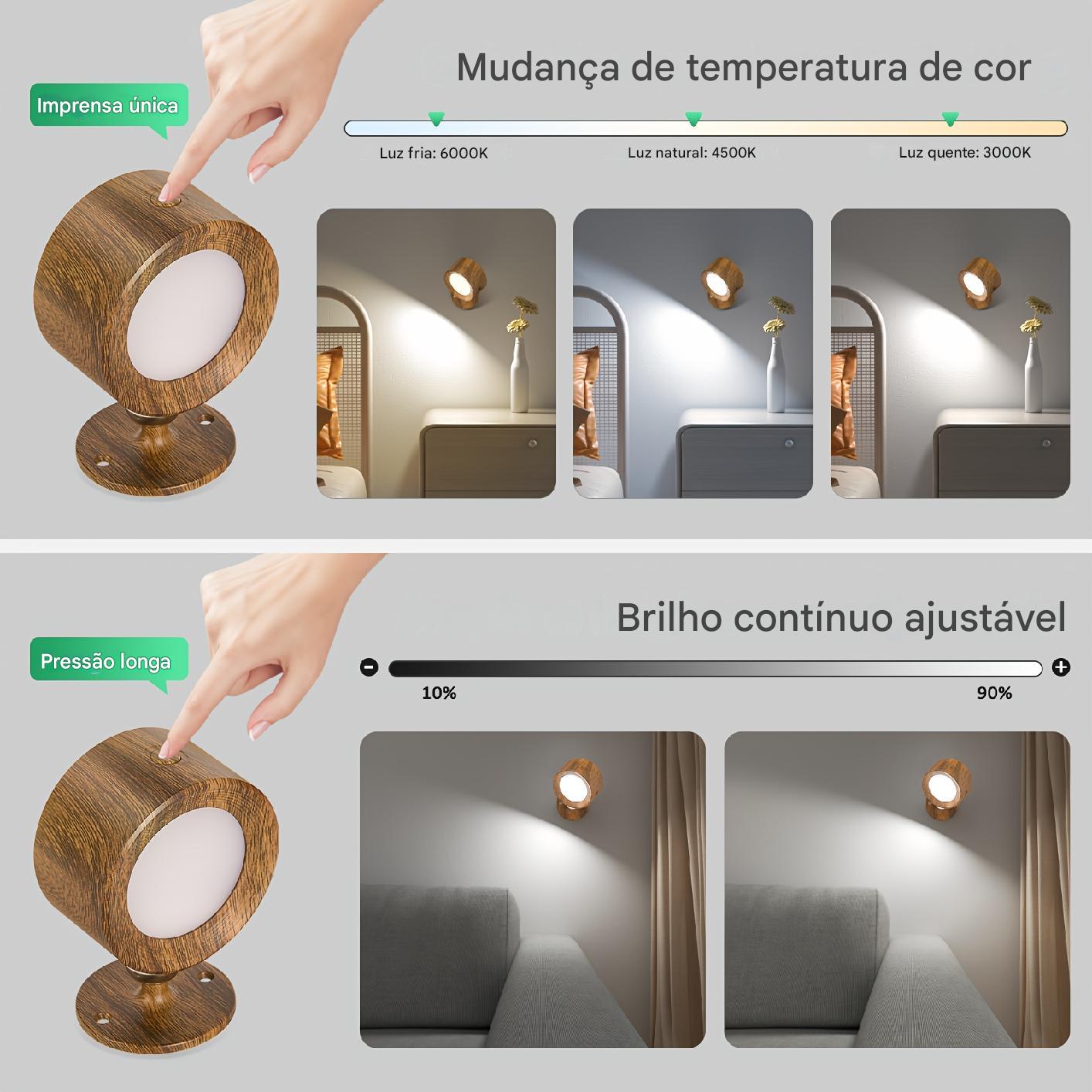 Luzes de Parede LED com Controle Remoto + 1 Ano de Garantia