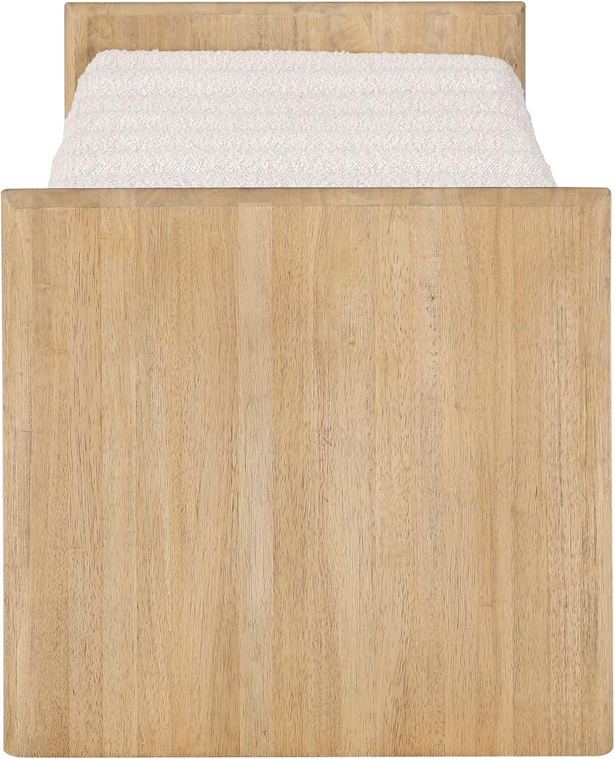 Meridian Furniture Waverly Collection Modern | Contemporary Bench with Solid Wood Rich Finish, Luxurious Boucle Fabric, 52" W x 19" D x 18" H, Cream
