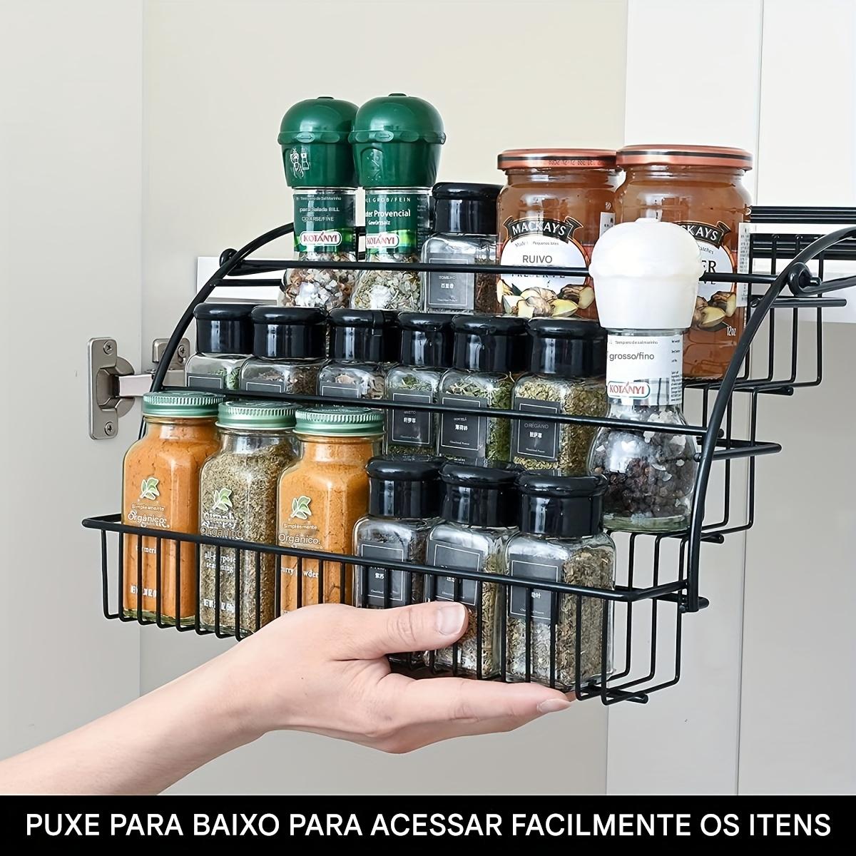 Organizador de Temperos Metálico Expansível com 3 Andares para Armários de Cozinha
