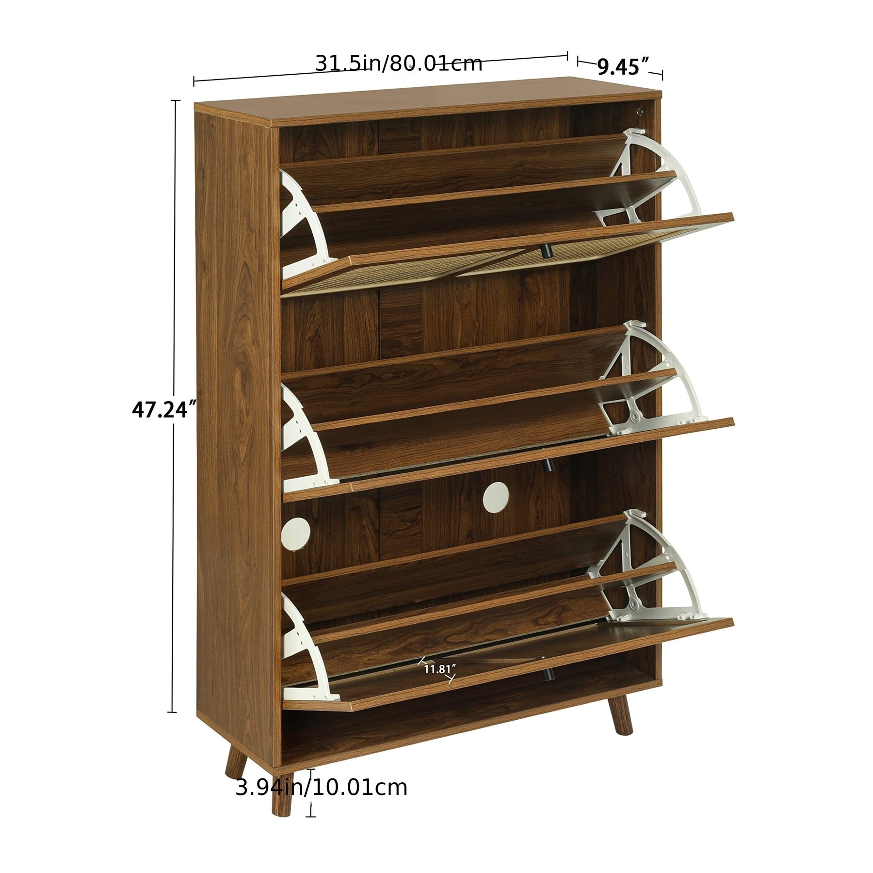 Armário de Sapatos Moderno ORRD de Rattan, 24 Pares de Armários de Armazenamento de Sapatos com 3 Gavetas Decoradas de Rattan, Organizador de Sapatos de Madeira de 3 Andares Independente para Quarto, Entrada, Corredor, Fácil de Montar