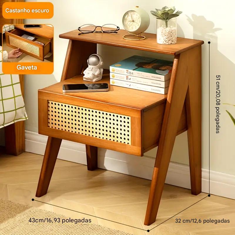 Mesa de Cabeceira Multifuncional de Bambu