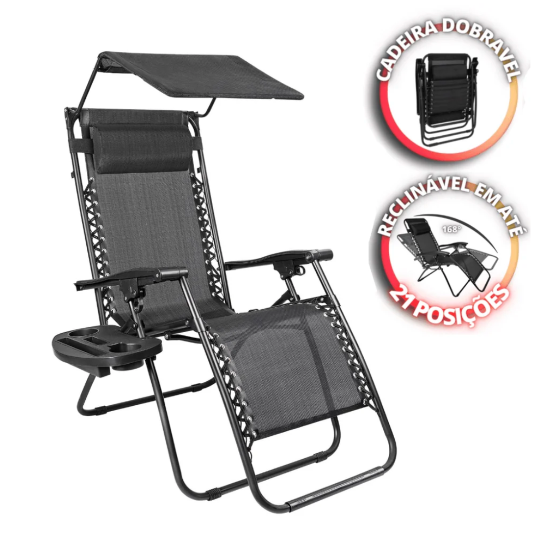 OrtoComfort© Max – Cadeira Dobrável Super Reforçada (150kg) + Brindes