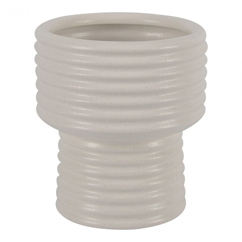 Vaso Costeiro Branco Com Nervuras
