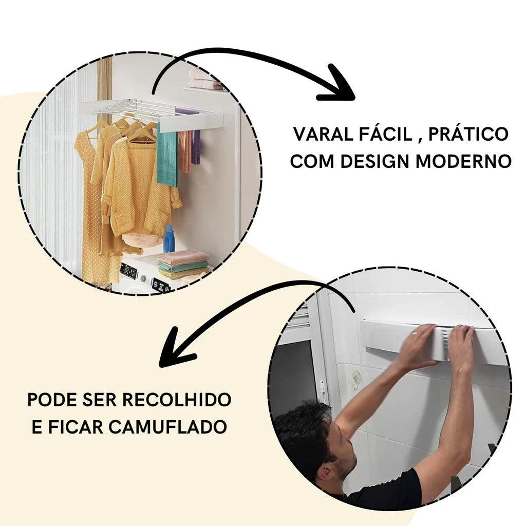 Varal Invisível Ratrátil + Brinde