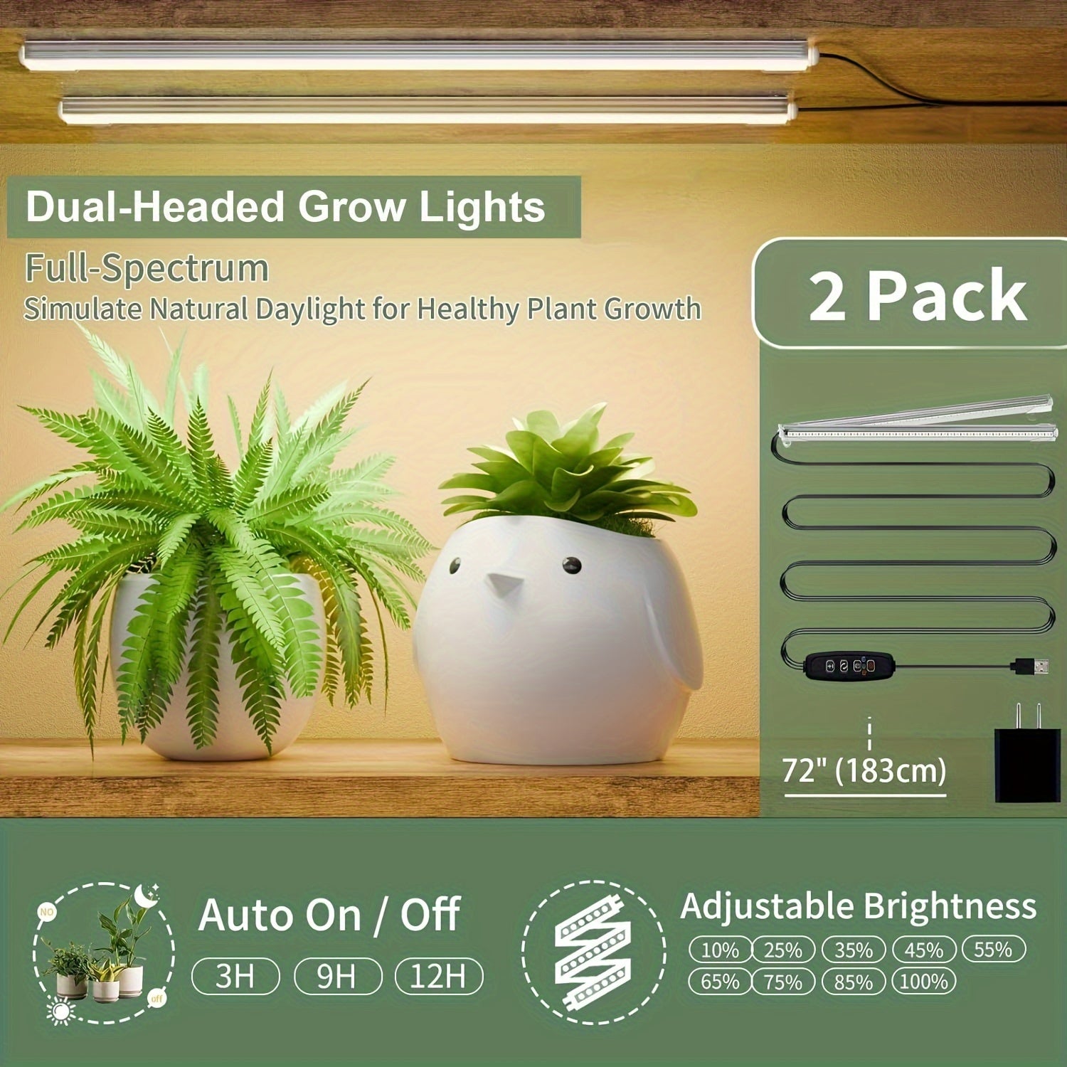 2pcs Suportes para Plantas Internas em Forma de Meia-Lua de 63" com Luzes de Crescimento de Espectro Completo - Prateleiras de Metal Multiníveis para Plantas, Decoração & Mais - Marrom & Preto