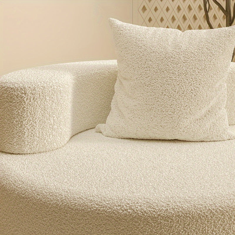 Sofá preguiçoso, poltrona de lazer com almofada, fácil de mover poltrona moderna de leitura de veludo teddy, sofá redondo de alta elasticidade, adequado para quarto, sala de lazer, hotel, sala de estar