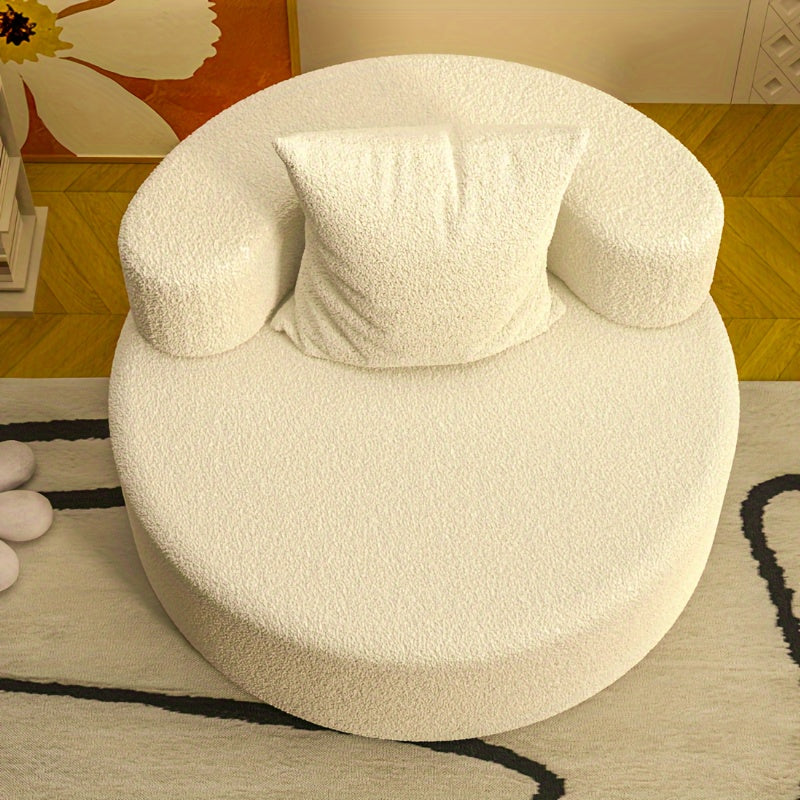 Sofá preguiçoso, poltrona de lazer com almofada, fácil de mover poltrona moderna de leitura de veludo teddy, sofá redondo de alta elasticidade, adequado para quarto, sala de lazer, hotel, sala de estar