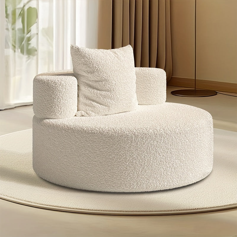 Sofá preguiçoso, poltrona de lazer com almofada, fácil de mover poltrona moderna de leitura de veludo teddy, sofá redondo de alta elasticidade, adequado para quarto, sala de lazer, hotel, sala de estar
